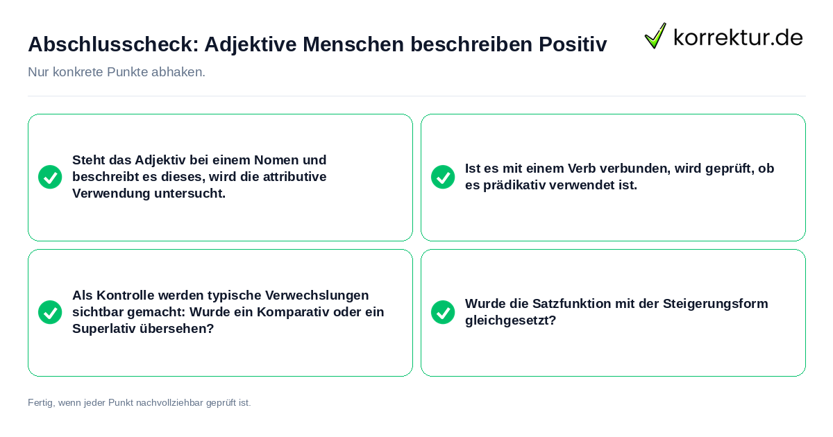 Abschlusscheck: Adjektive Menschen beschreiben Positiv Konkreter Abschlusscheck zu Adjektive Menschen beschreiben Positiv