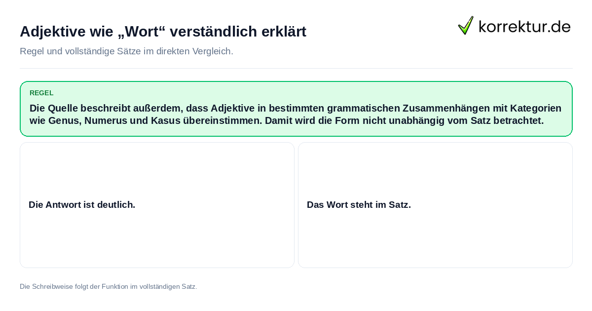 Konkrete Regel und vollständige Beispielsätze zu Adjektive wie „Wort“ verständlich erklärt