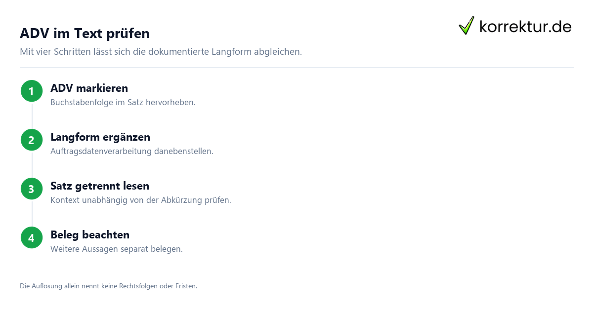 Was bedeutet die Abkürzung ADV? Bedeutung im Satz prüfen