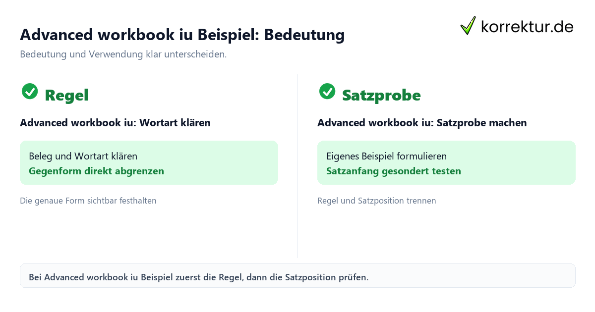 Advanced workbook iu Beispiel: Bedeutung und Verwendung