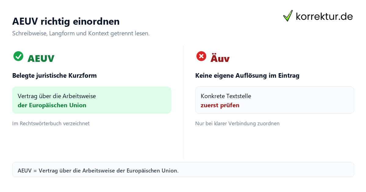 Was bedeutet AEUV? Abkürzung und Kontext erklärt: AEUV und Äuv im Vergleich