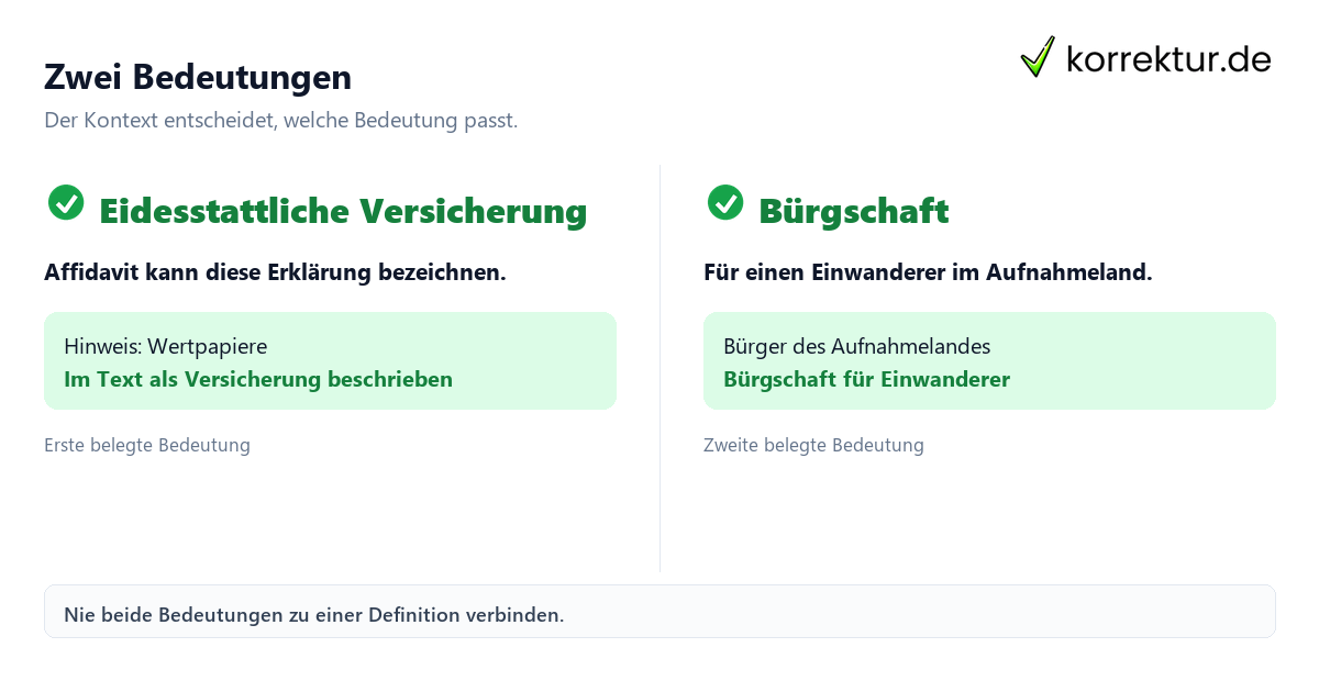 Affidavit verständlich erklärt: Bedeutung und Gebrauch, zwei Bedeutungen im Vergleich