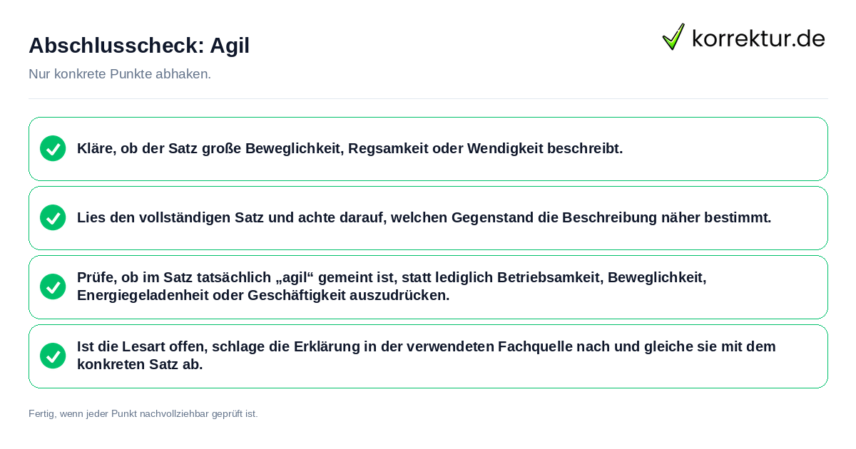Konkreter Abschlusscheck zu Agil