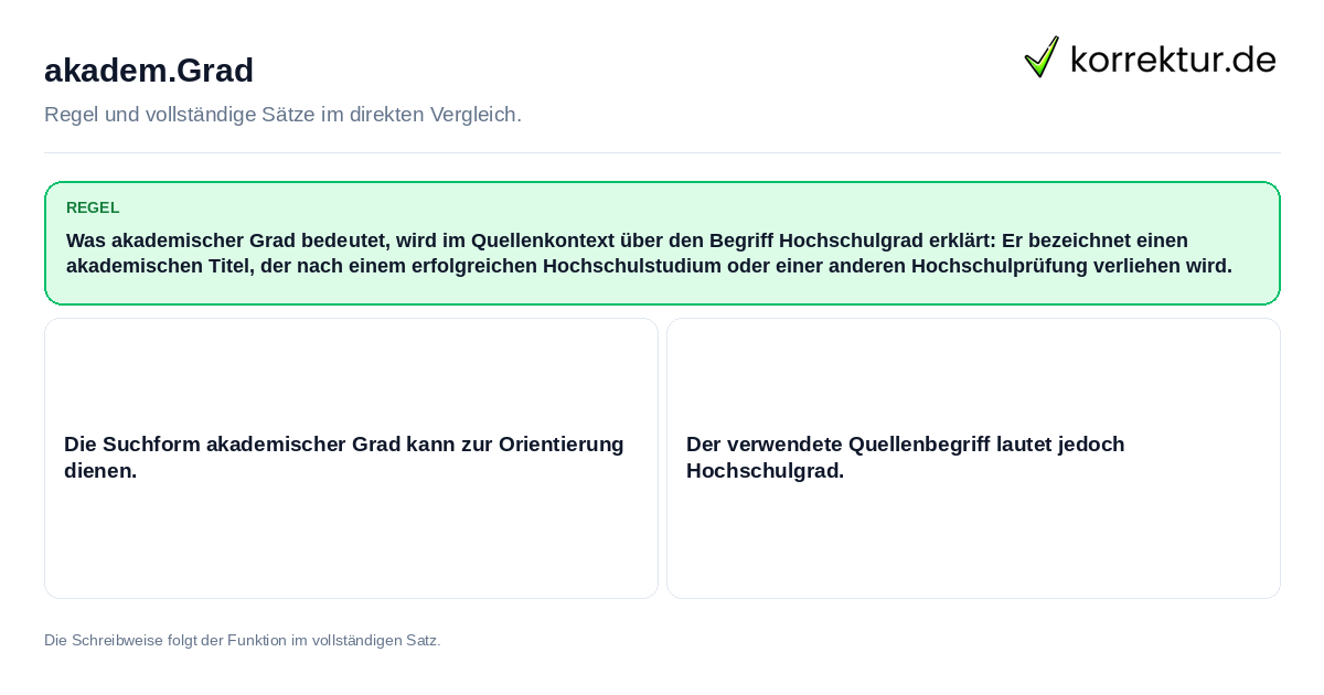 Konkrete Regel und vollständige Beispielsätze zu akadem.Grad