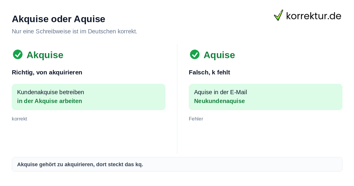 Akquise oder Aquise Akquise oder Aquise richtig schreiben im Vergleich