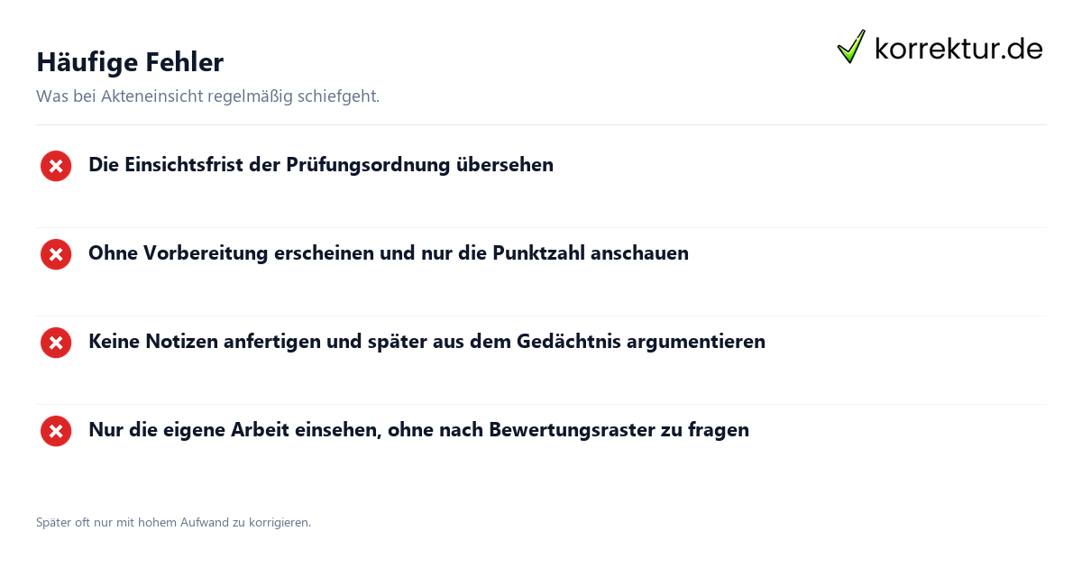 Akteneinsicht in die eigene Klausur beantragen: häufige Fehler