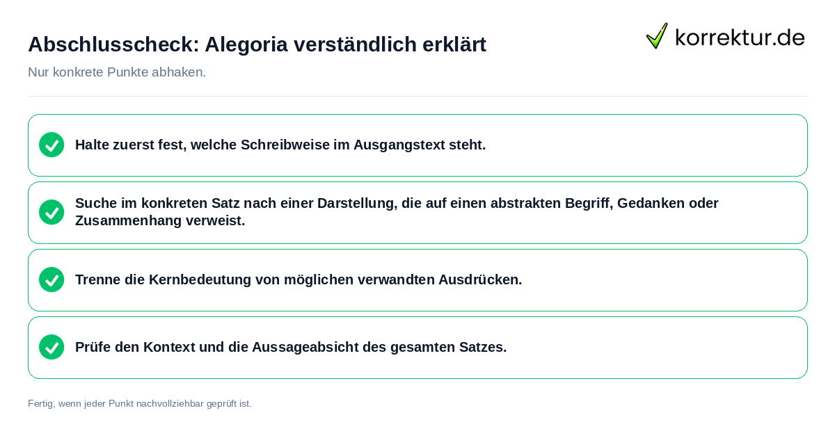 Konkreter Abschlusscheck zu Alegoria verständlich erklärt