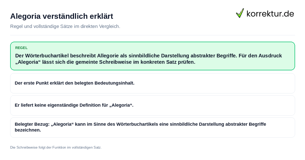 Konkrete Regel und vollständige Beispielsätze zu Alegoria verständlich erklärt