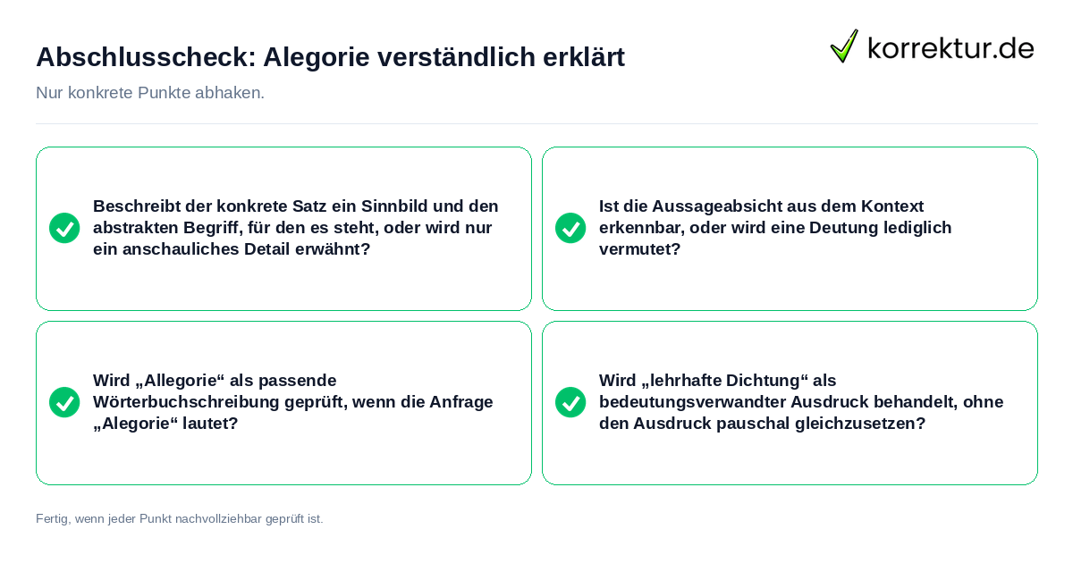 Konkreter Abschlusscheck zu Alegorie verständlich erklärt