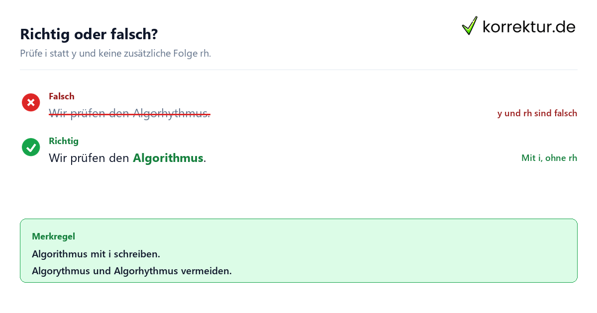 Algorithmus: die richtige Schreibweise im Satz