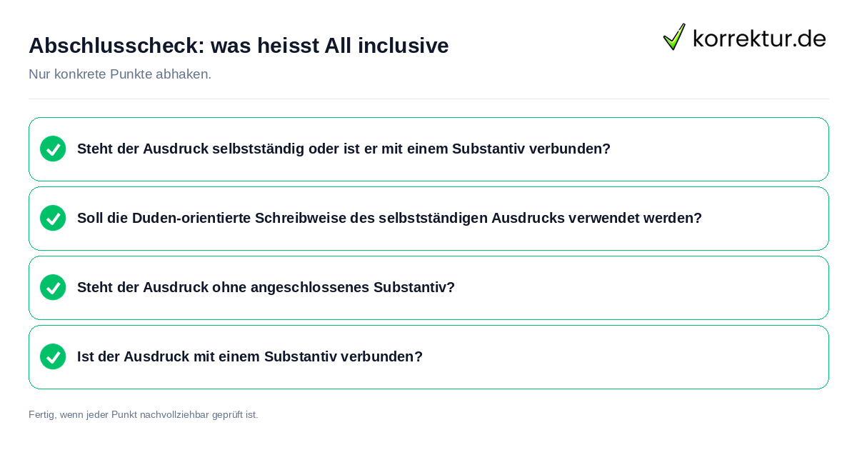 Konkreter Abschlusscheck zu was heißt All inclusive