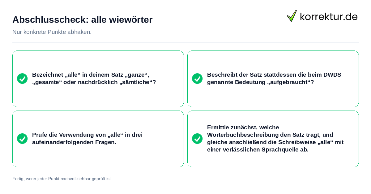Konkreter Abschlusscheck zu alle wiewörter