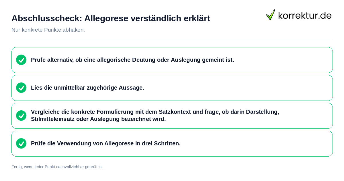 Konkreter Abschlusscheck zu Allegorese verständlich erklärt