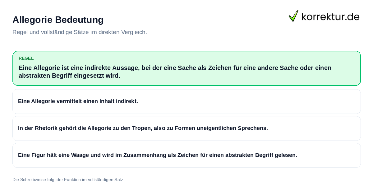 Konkrete Regel und vollständige Beispielsätze zu Allegorie Bedeutung