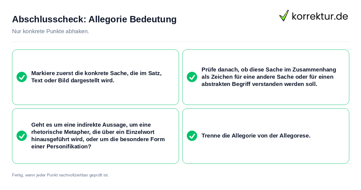 Konkreter Abschlusscheck zu Allegorie Bedeutung
