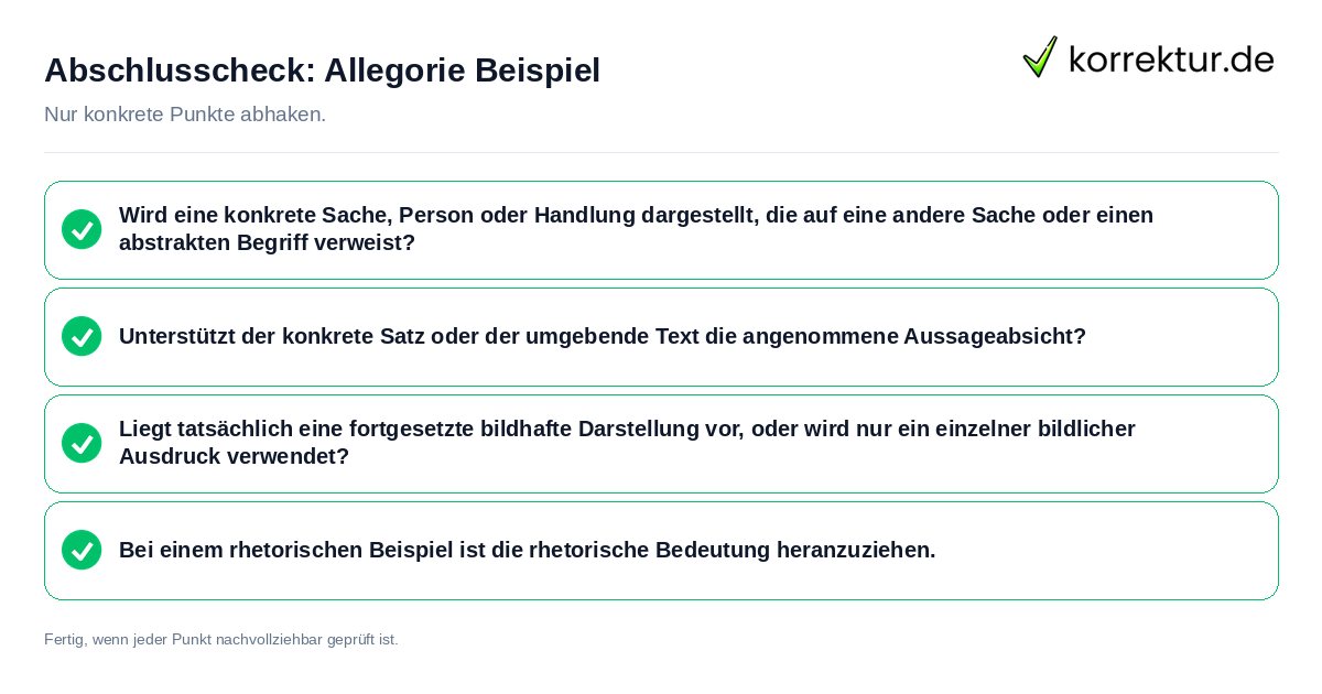 Konkreter Abschlusscheck zu Allegorie Beispiel