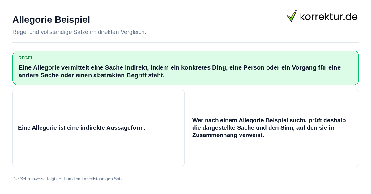 Konkrete Regel und vollständige Beispielsätze zu Allegorie Beispiel
