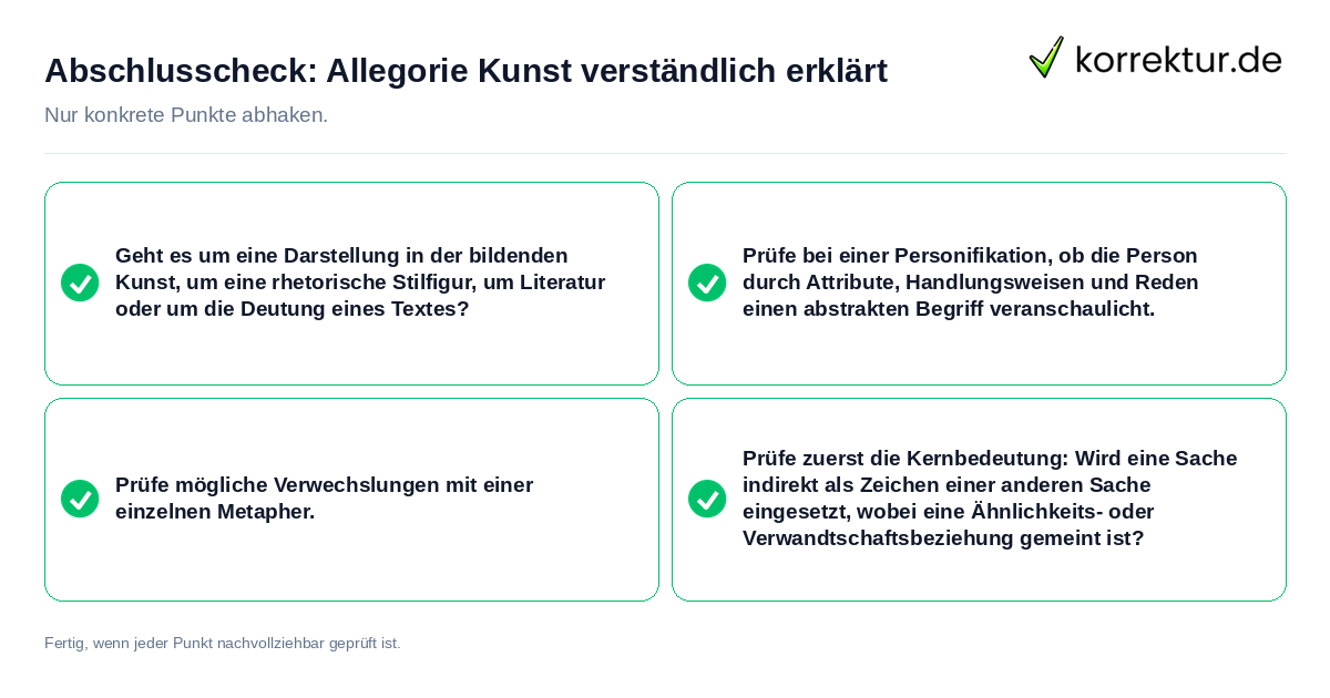Konkreter Abschlusscheck zu Allegorie Kunst verständlich erklärt