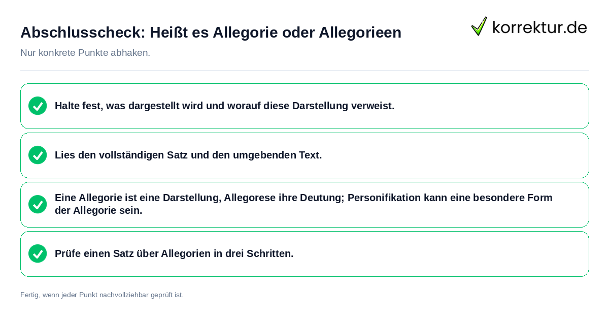Abschlusscheck: Heißt es Allegorie oder Allegorieen Konkreter Abschlusscheck zu Heißt es Allegorie oder Allegorieen