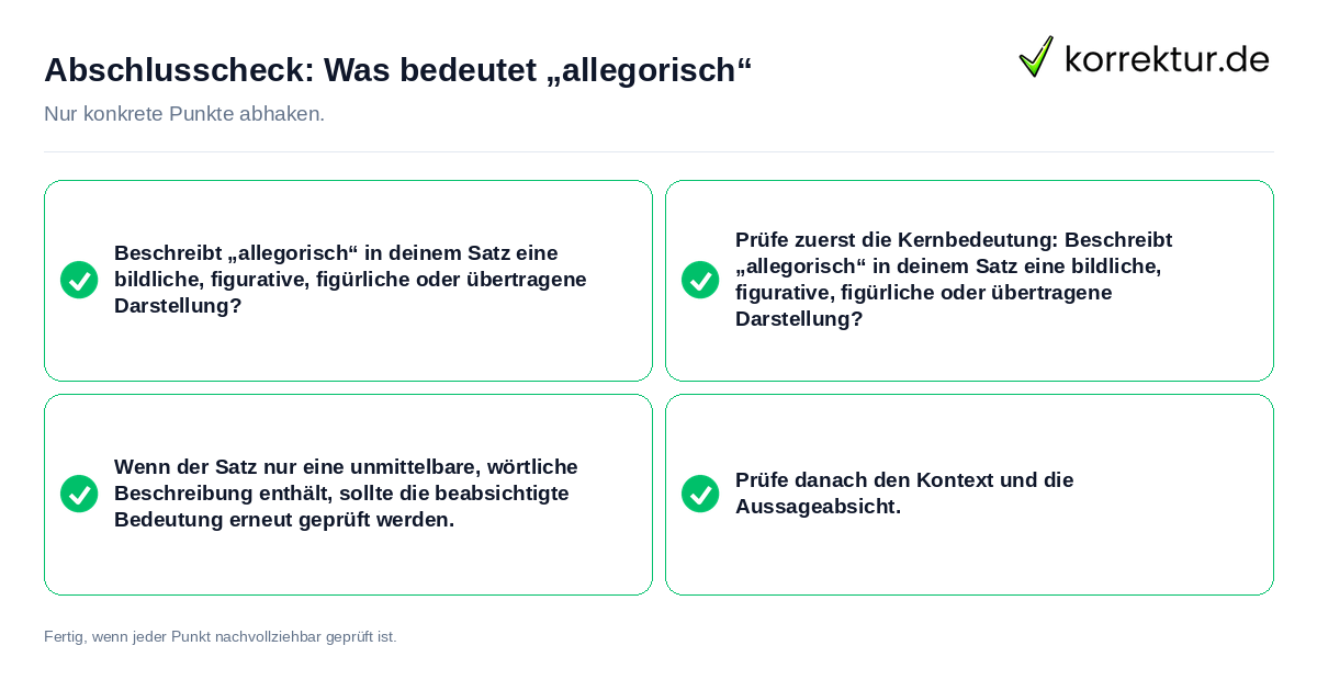 Konkreter Abschlusscheck zu Was bedeutet „allegorisch“