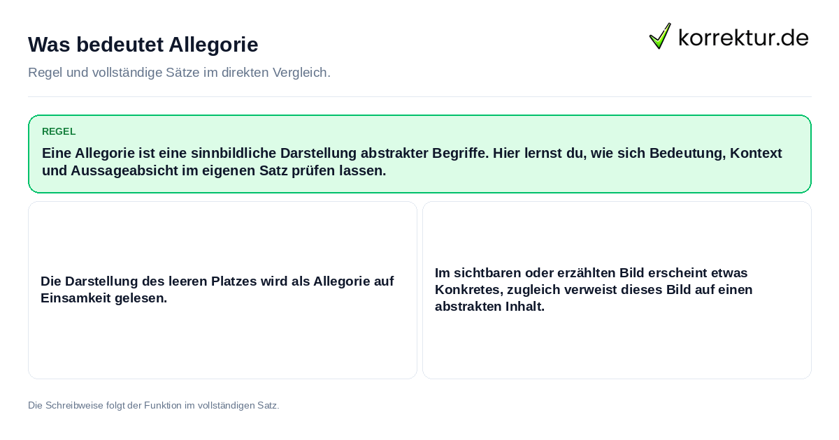 Konkrete Regel und vollständige Beispielsätze zu Was bedeutet Allegorie