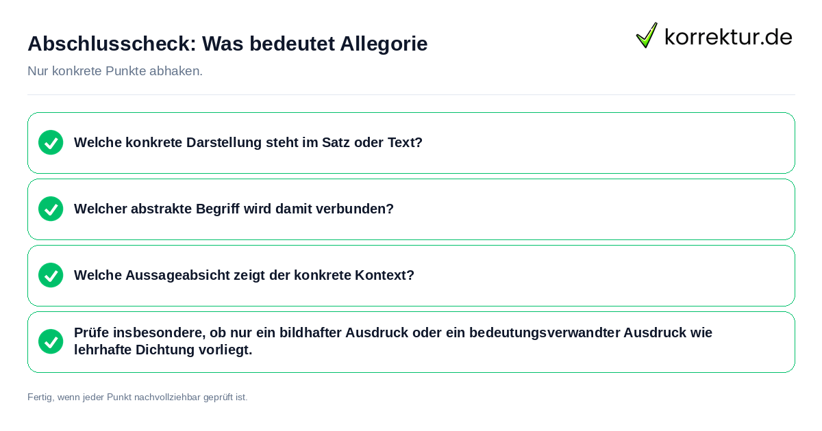 Konkreter Abschlusscheck zu Was bedeutet Allegorie