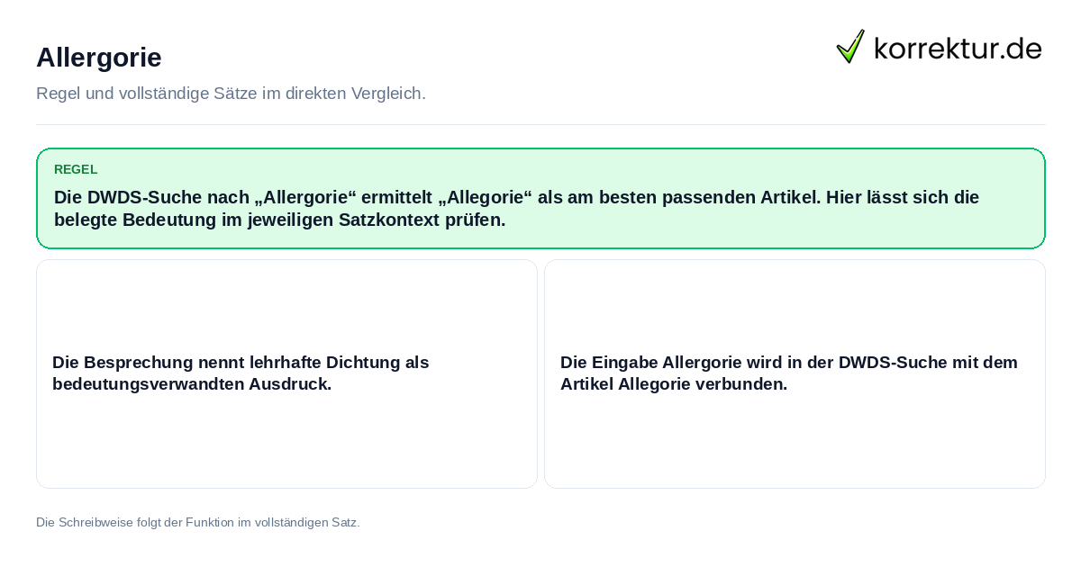 Konkrete Regel und vollständige Beispielsätze zu Allergorie
