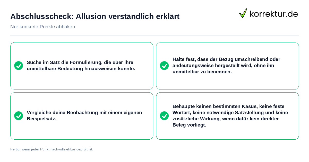 Konkreter Abschlusscheck zu Allusion verständlich erklärt