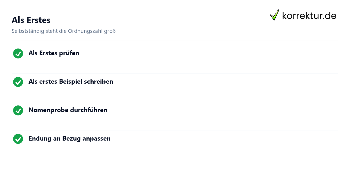 Als Erstes Als Erstes Großschreibung