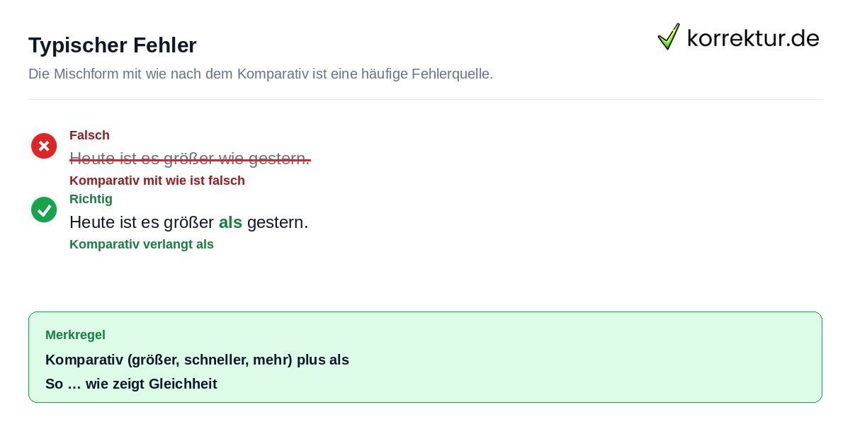 Typischer Fehler Als oder wie: Fehlerkorrektur bei größer wie statt größer als