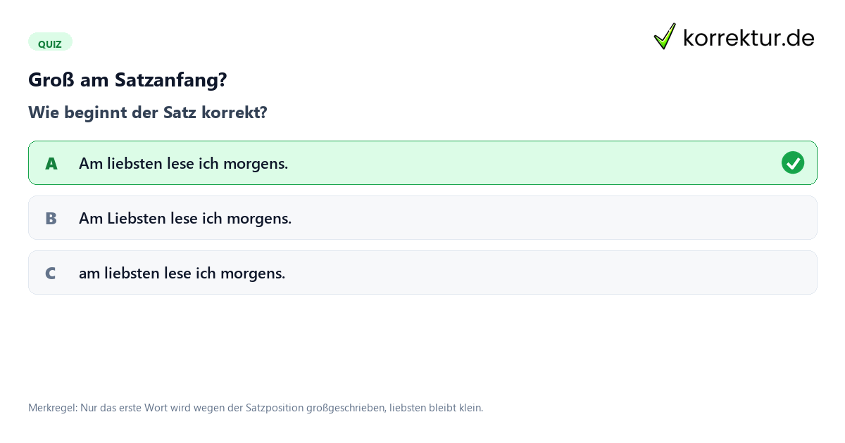 Quiz zur Schreibweise am liebsten groß oder klein