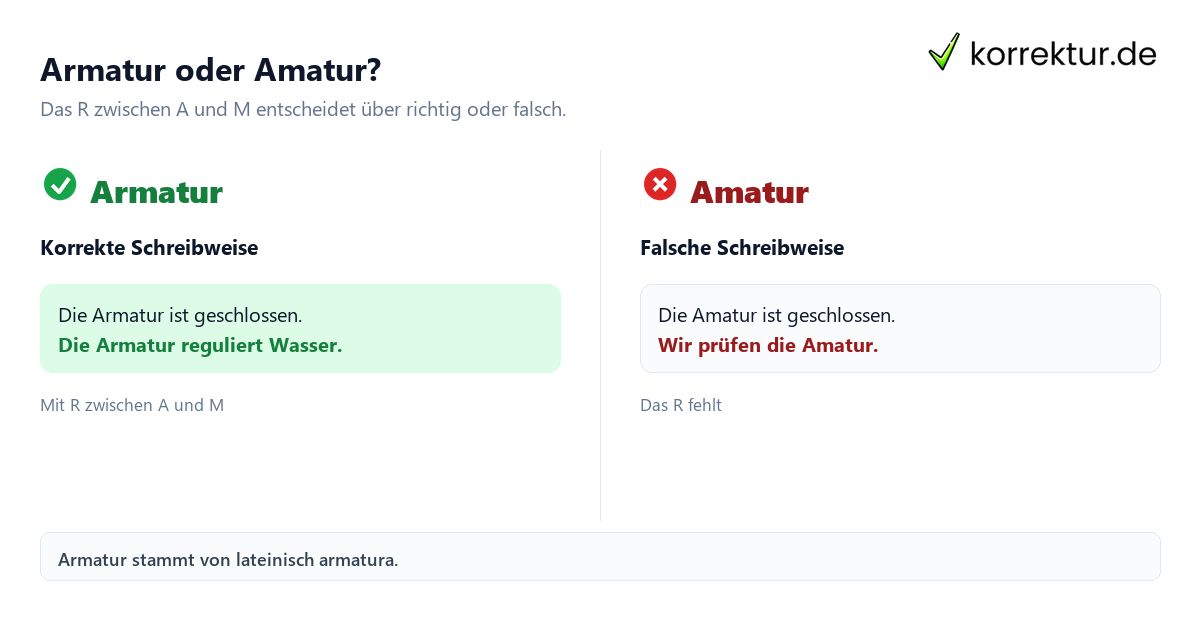 Armatur oder Amatur? Armatur oder Amatur? Die richtige Schreibweise klar erklärt