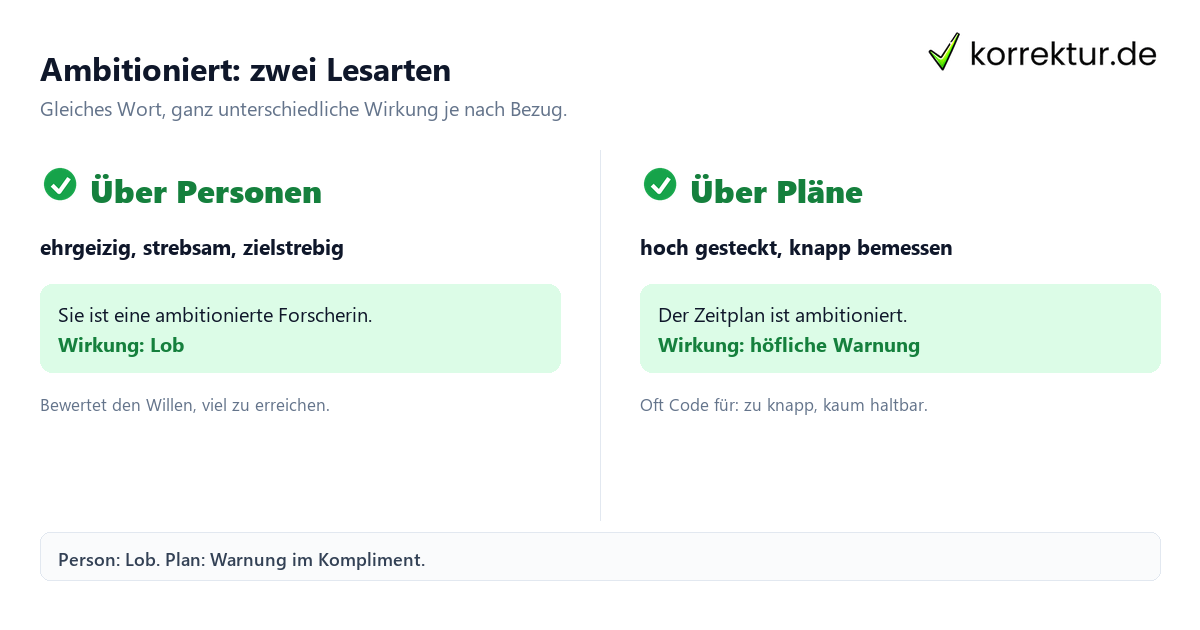 Ambitioniert Bedeutung: Person versus Plan im Vergleich