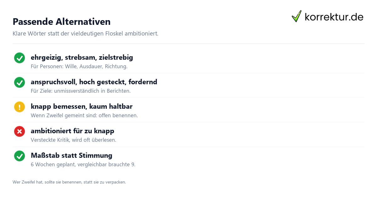 Ambitioniert Bedeutung: Checkliste für Anträge und Berichte