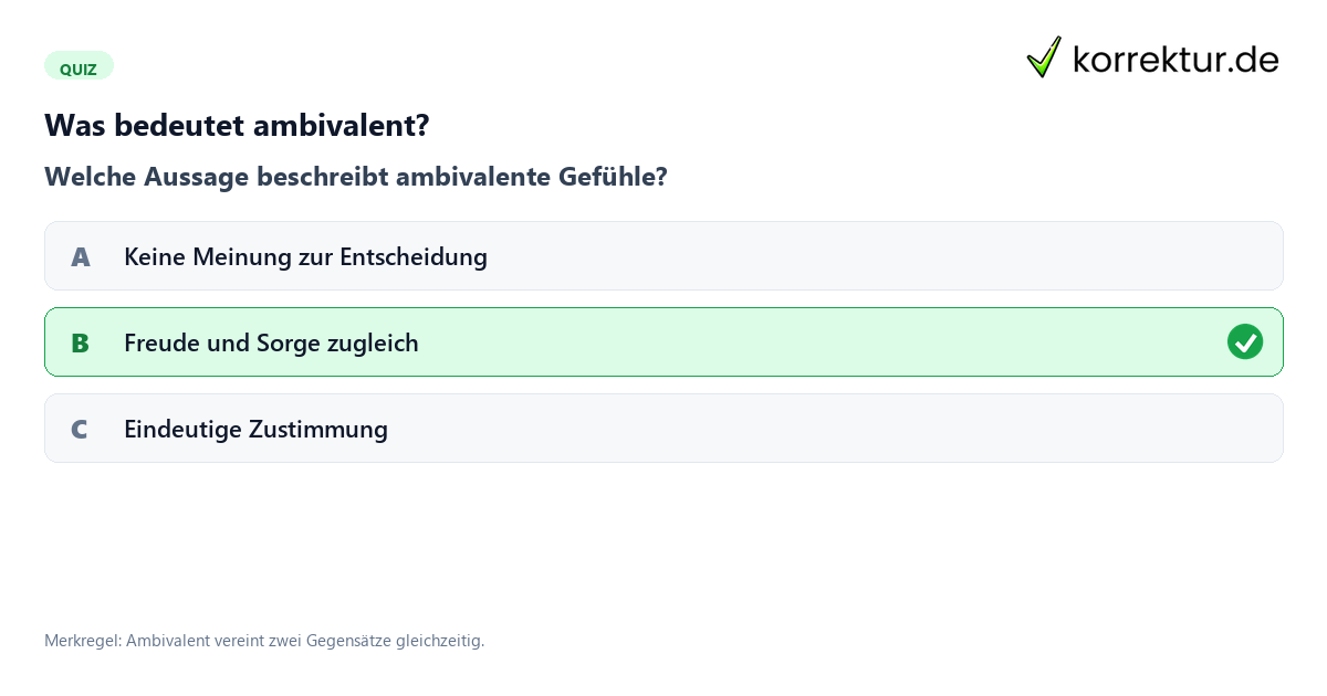 Was bedeutet ambivalent? Ambivalent Bedeutung richtig verwenden Quiz