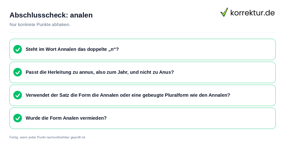 Abschlusscheck: analen Konkreter Abschlusscheck zu analen
