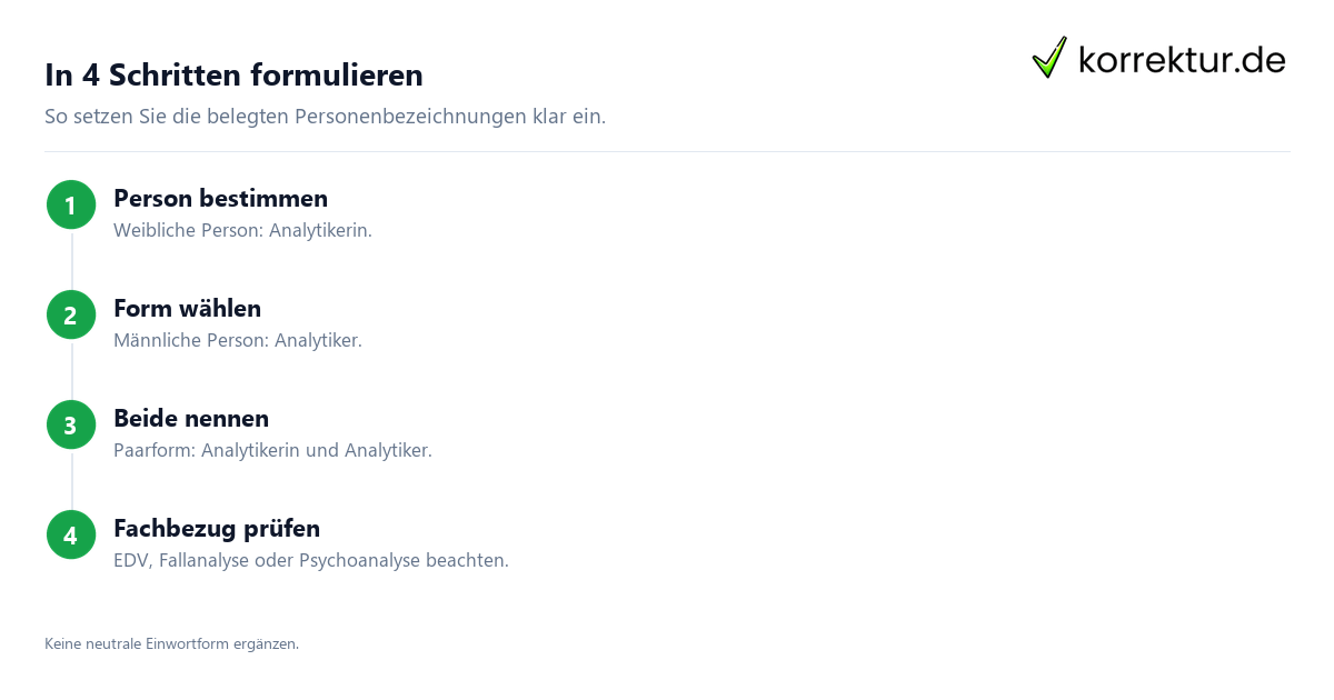 Analytiker und Analytikerin passend verwenden, Anleitung