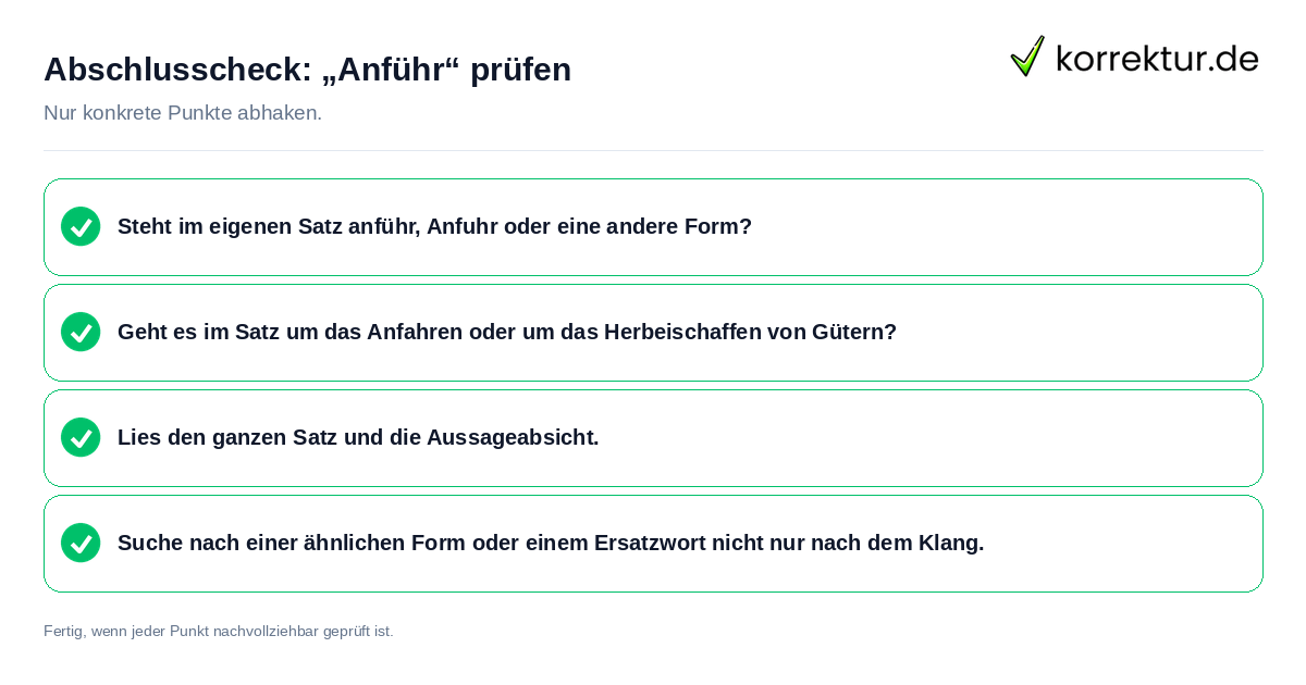 Konkreter Abschlusscheck zu „Anführ“ prüfen