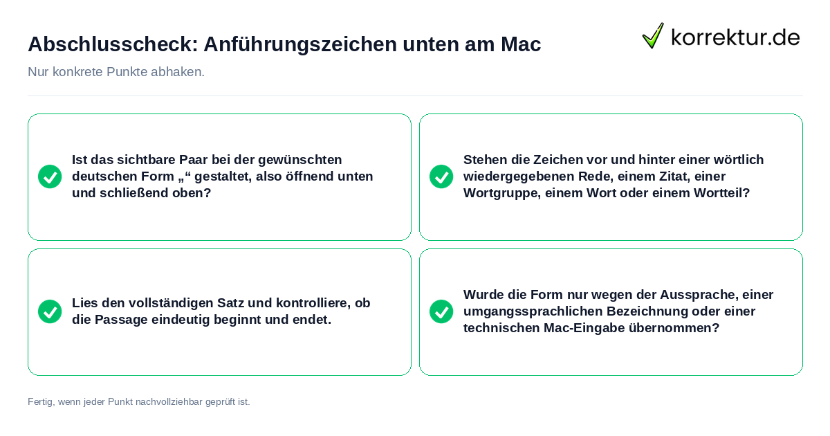Abschlusscheck: Anführungszeichen unten am Mac Konkreter Abschlusscheck zu Anführungszeichen unten am Mac