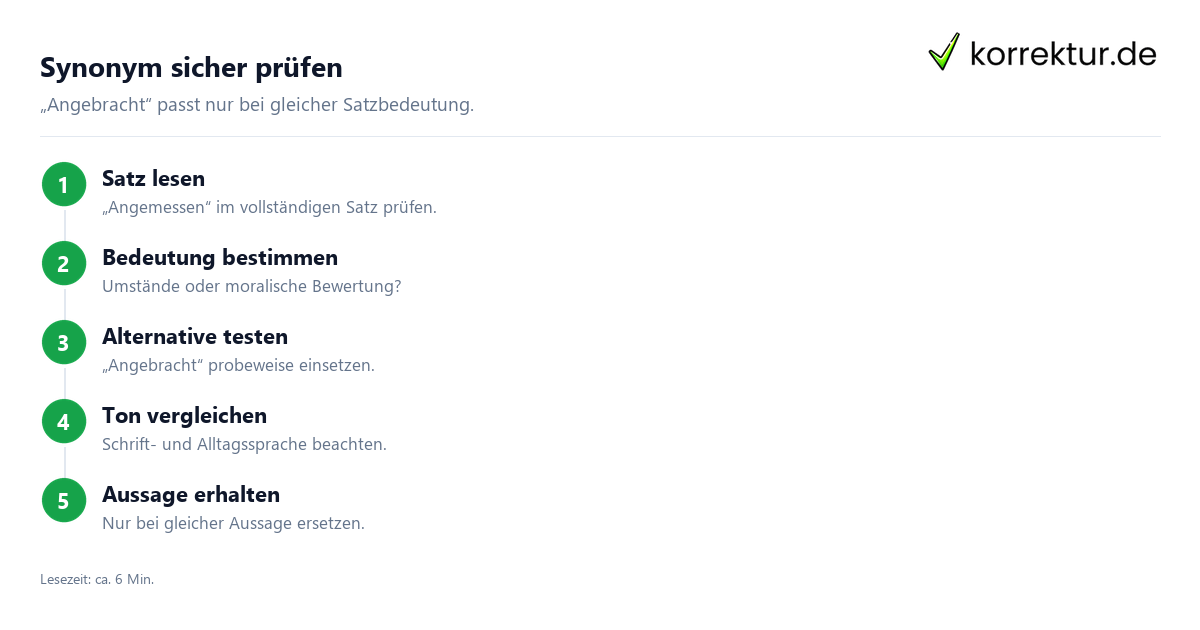 Synonyme für „angemessen“ sicher auswählen: Bedeutung prüfen