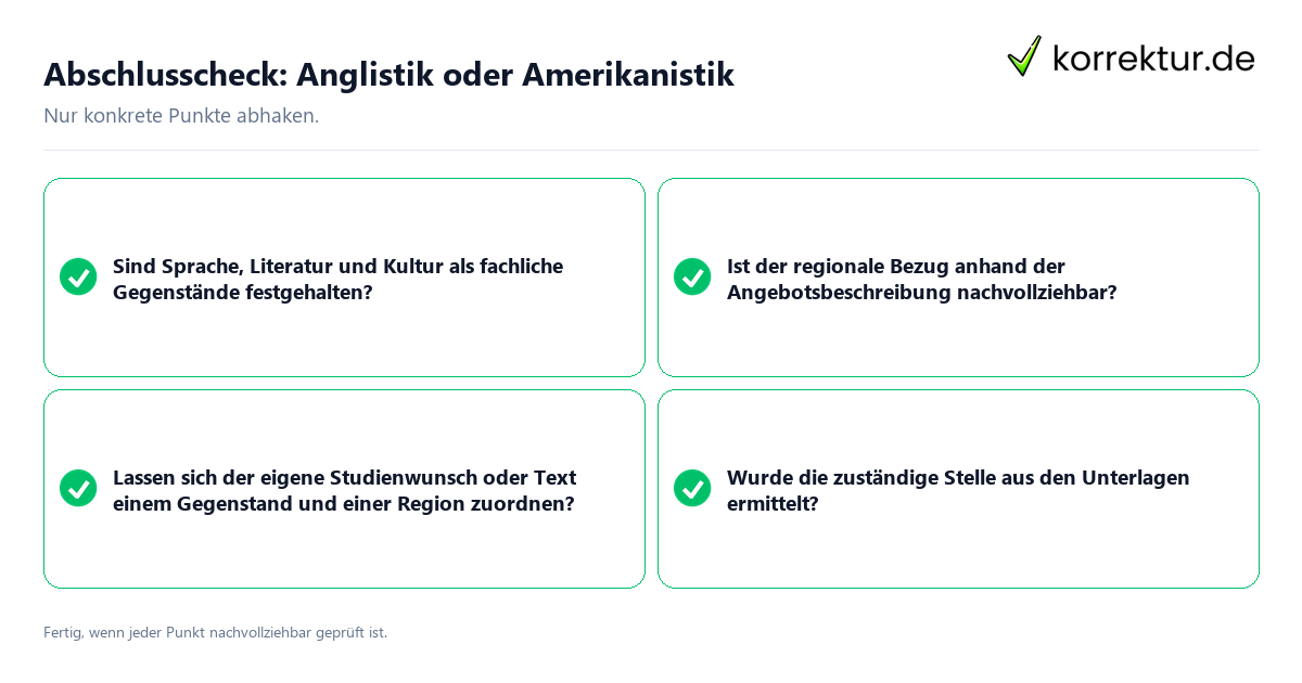 Konkreter Abschlusscheck zu Anglistik oder Amerikanistik