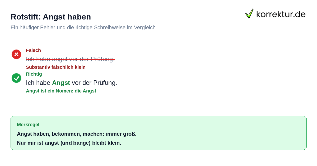 Rotstift: Angst haben Angst haben groß oder klein: richtige Schreibweise mit großem A