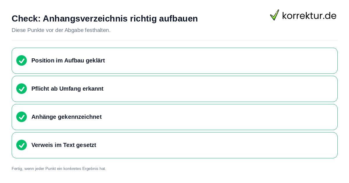Check: Anhangsverzeichnis richtig aufbauen Anhangsverzeichnis richtig aufbauen: Prüfliste mit vier Punkten