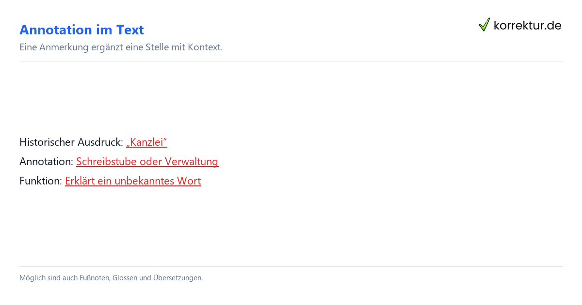 Annotation im Text Was bedeutet Annotation auf Deutsch? Beispiel einer Textanmerkung