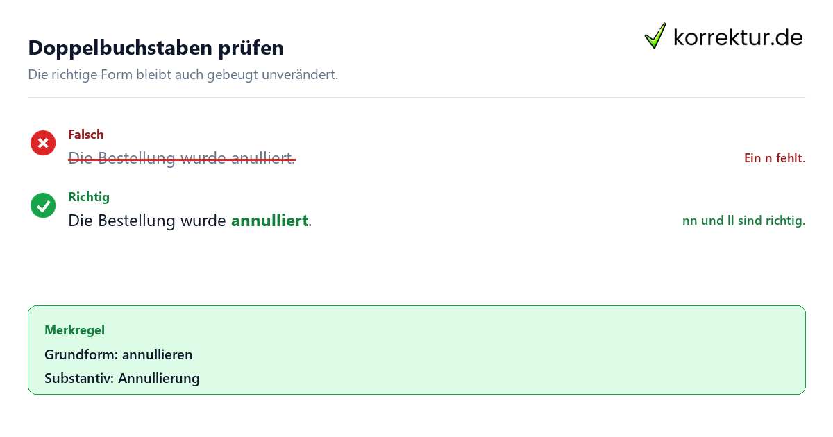 Annullieren schreibt man mit Doppel-n und Doppel-l: Satzkorrektur