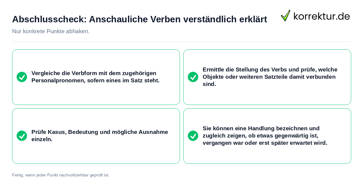 Konkreter Abschlusscheck zu Anschauliche Verben verständlich erklärt