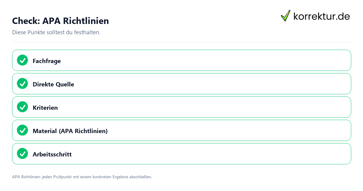 APA Richtlinien mit einer themenspezifischen Checkliste