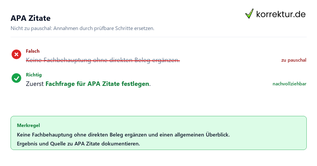 Ungeeignete und belastbare Vorgehensweise bei APA Zitate