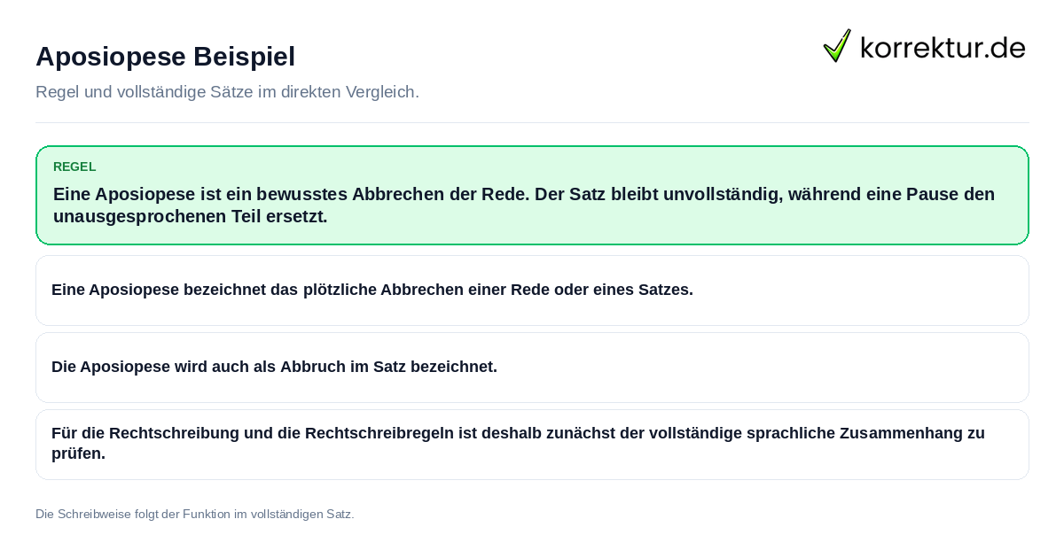 Aposiopese Beispiel Konkrete Regel und vollständige Beispielsätze zu Aposiopese Beispiel