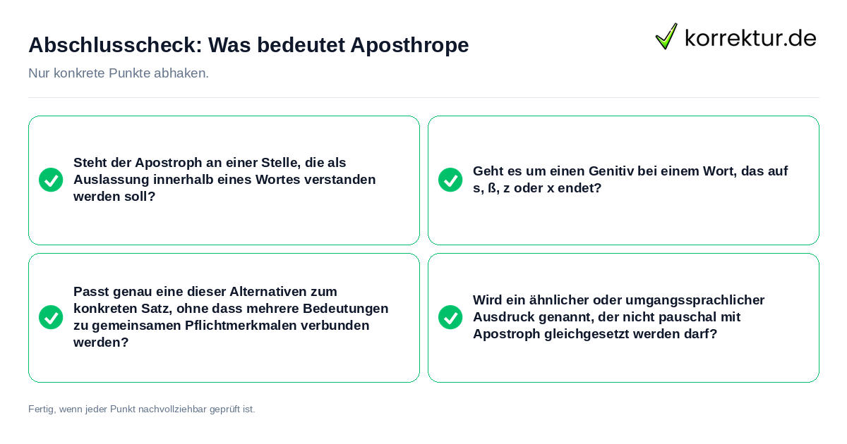 Konkreter Abschlusscheck zu Was bedeutet Aposthrope